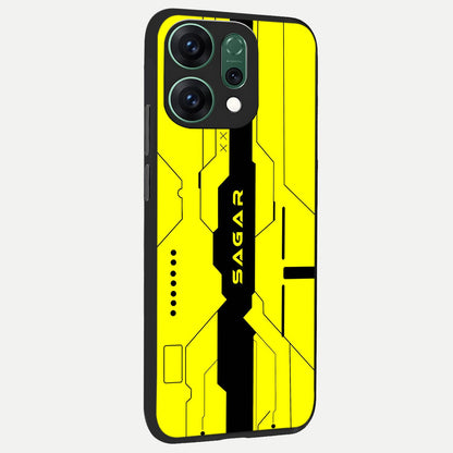  Circuit CYBERPUNK Custom Name back cover For Oppo Reno 14 slim fit glass case with vibrant aesthetic design