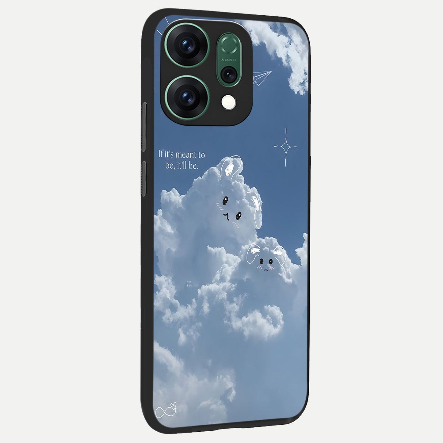  Cloud Bunny Dreams back cover For Oppo Reno 14 slim fit glass case with vibrant aesthetic design