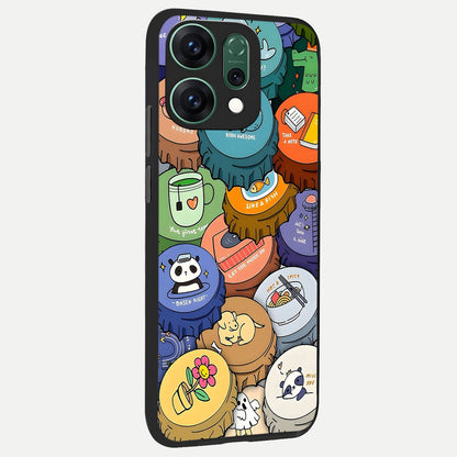  Coins Patterns back cover For Oppo Reno 14 slim fit glass case with vibrant aesthetic design