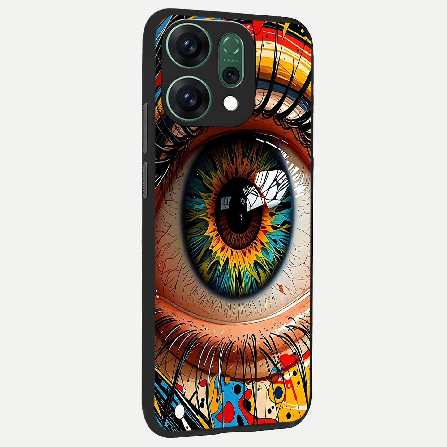  Colorful Eye back cover For Oppo Reno 14 slim fit glass case with vibrant aesthetic design