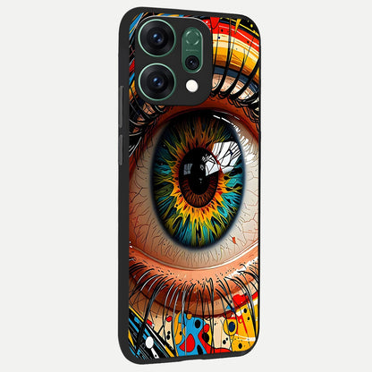  Colorful Eye back cover For Oppo Reno 14 slim fit glass case with vibrant aesthetic design
