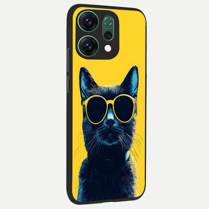  Cool Cat Vibes back cover For Oppo Reno 14 slim fit glass case with vibrant aesthetic design