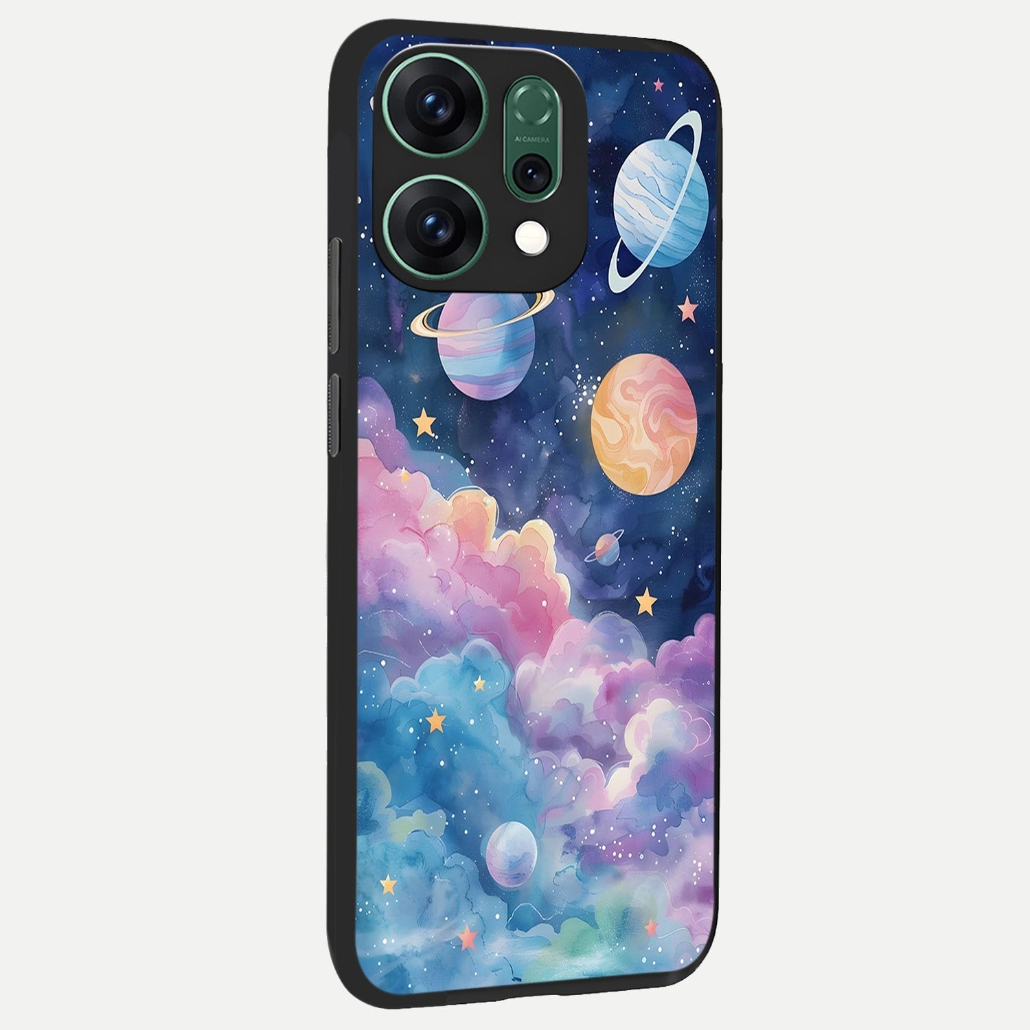  Cosmic Planet Dreams back cover For Oppo Reno 14 slim fit glass case with vibrant aesthetic design