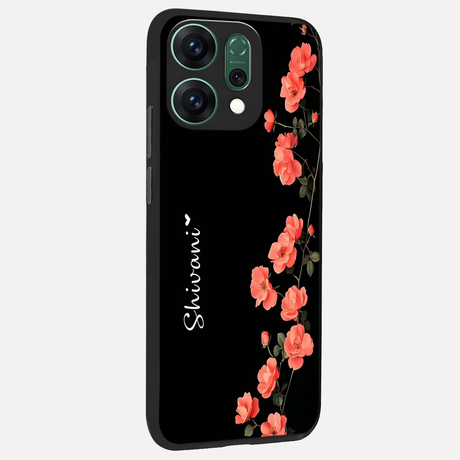  Crimson Bloom Grace Custom Name back cover For Oppo Reno 14 slim fit glass case with vibrant aesthetic design