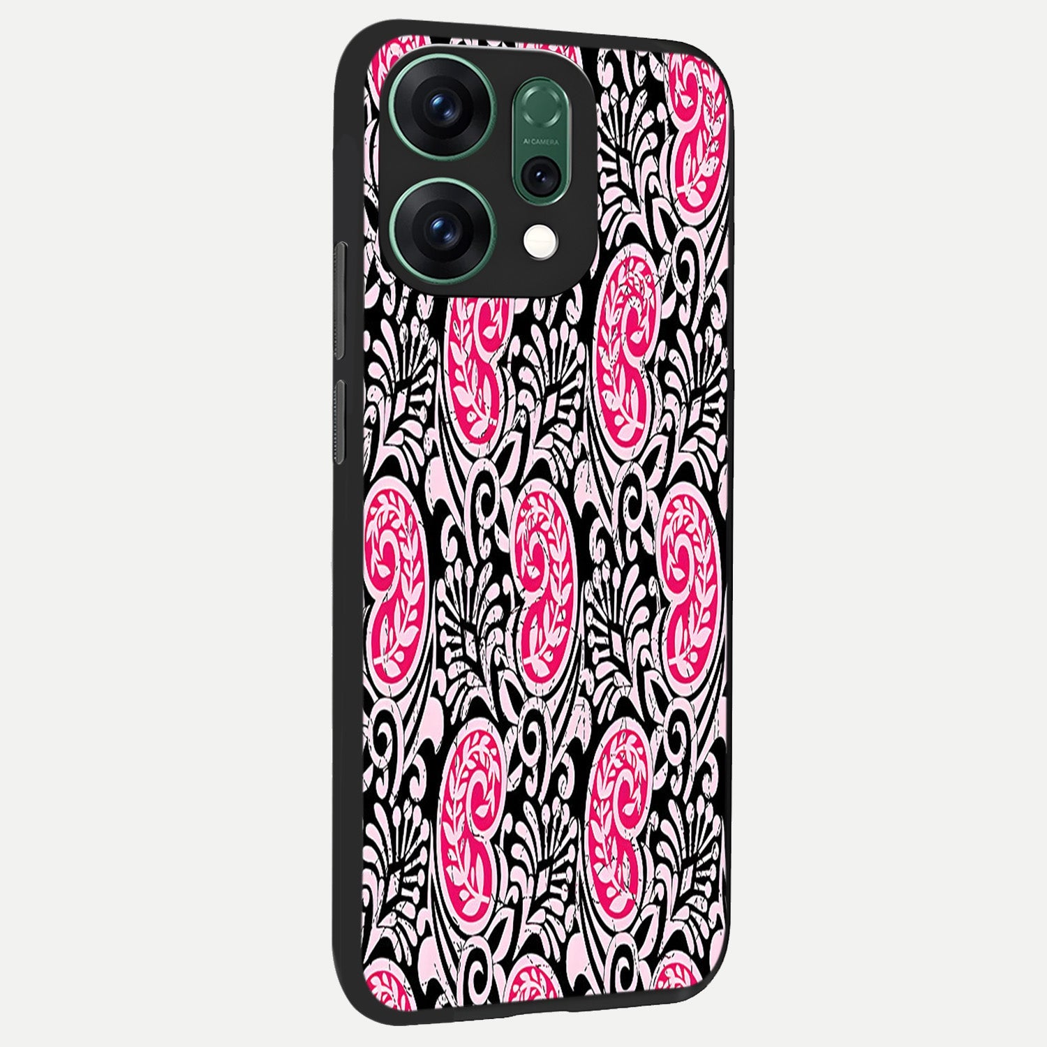  Crimson Paisley Charm back cover For Oppo Reno 14 slim fit glass case with vibrant aesthetic design