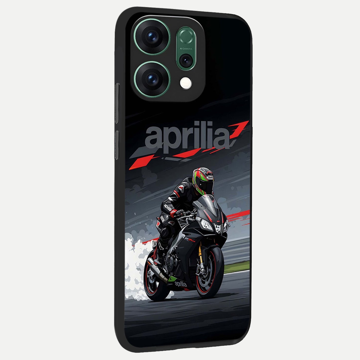  Dark Aprilla back cover For Oppo Reno 14 slim fit glass case with vibrant aesthetic design