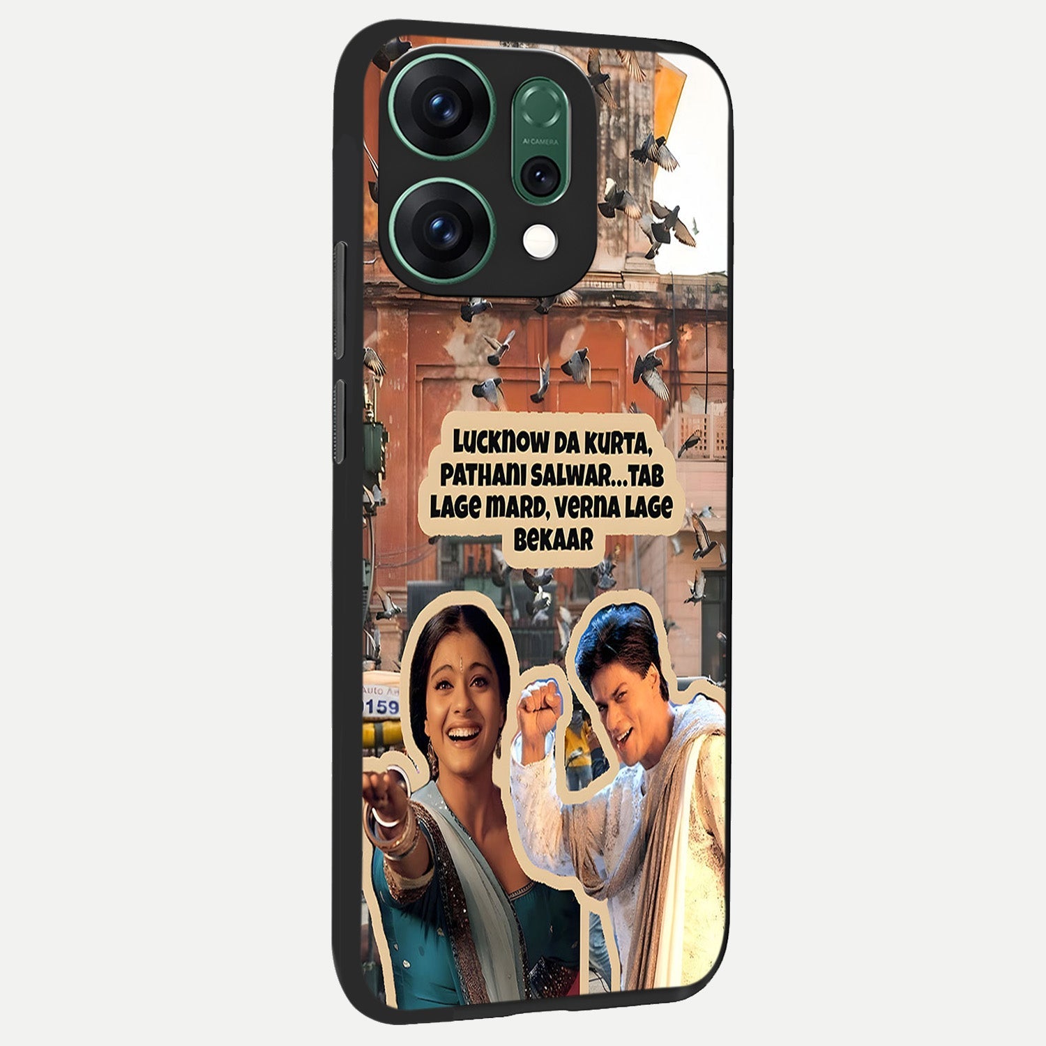 Desi Retro Vibes back cover For Oppo Reno 14 slim fit glass case with vibrant aesthetic design