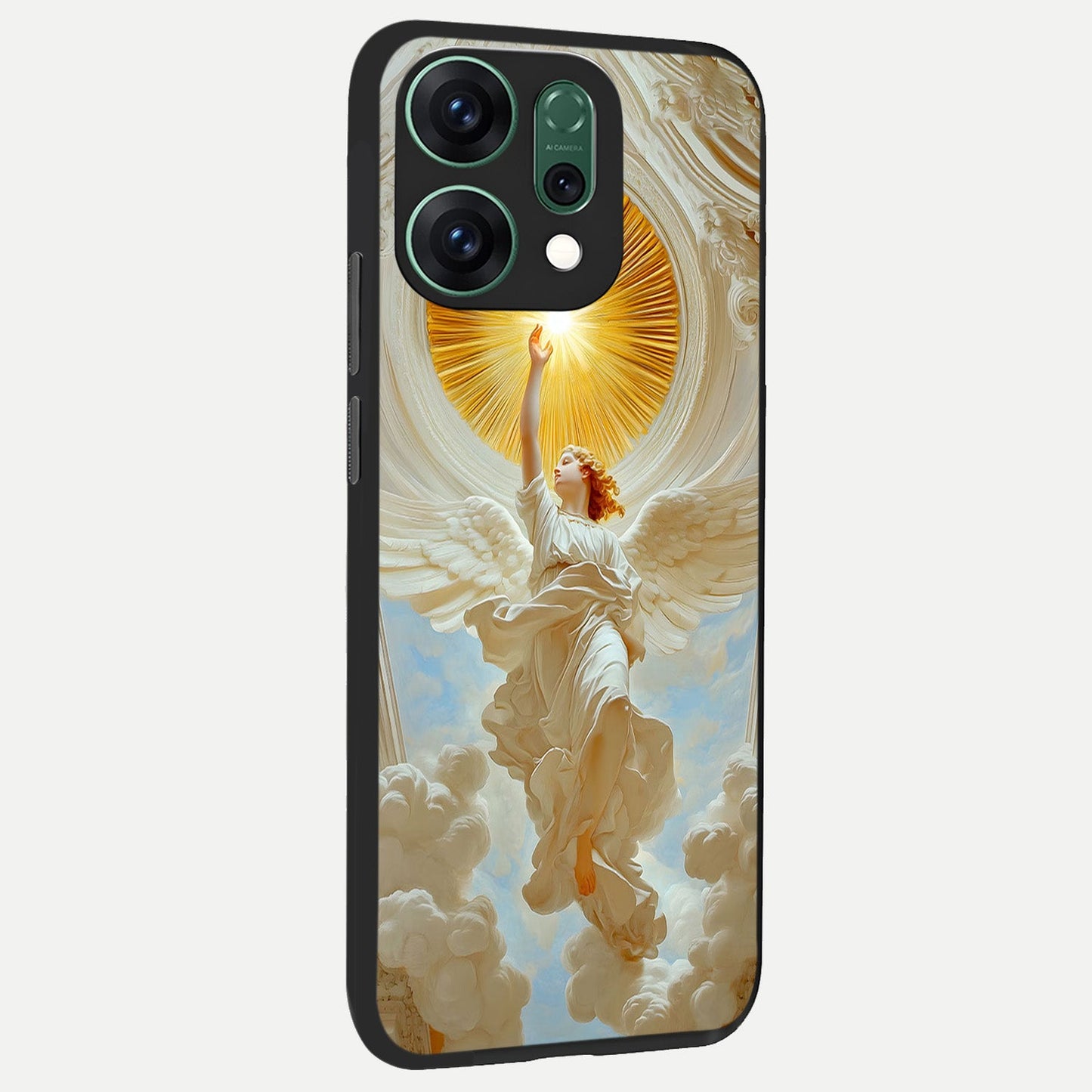  Divine Light Angel back cover For Oppo Reno 14 slim fit glass case with vibrant aesthetic design