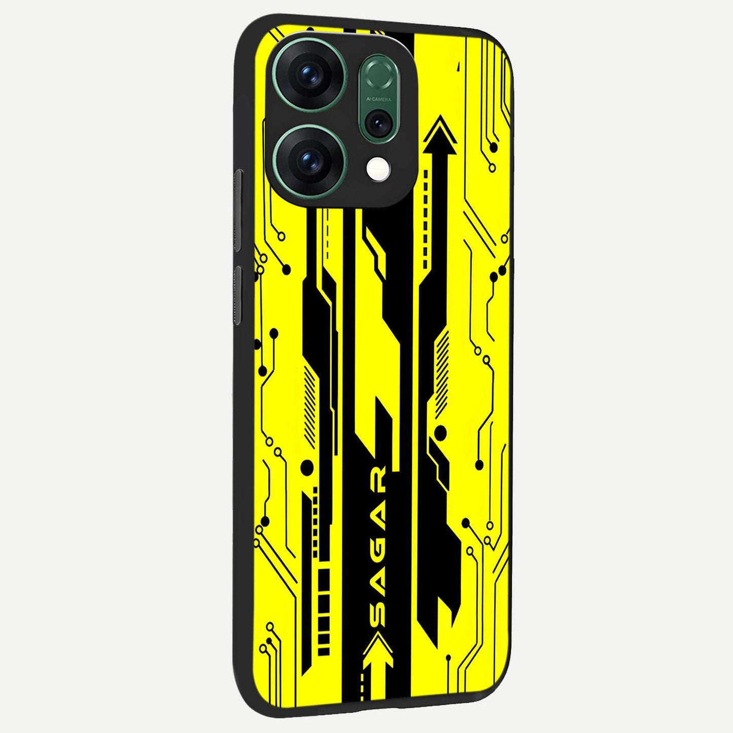  Electric Pulse CYBERPUNK Custom Name back cover For Oppo Reno 14 slim fit glass case with vibrant aesthetic design