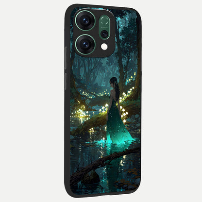  Enchanted Forest Glow back cover For Oppo Reno 14 slim fit glass case with vibrant aesthetic design