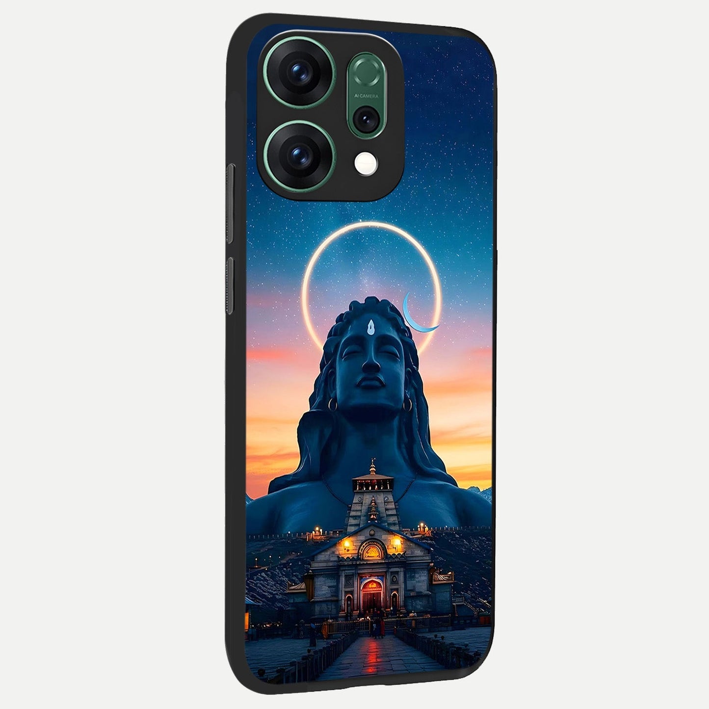  Eternal Shiva Aura back cover For Oppo Reno 14 slim fit glass case with vibrant aesthetic design