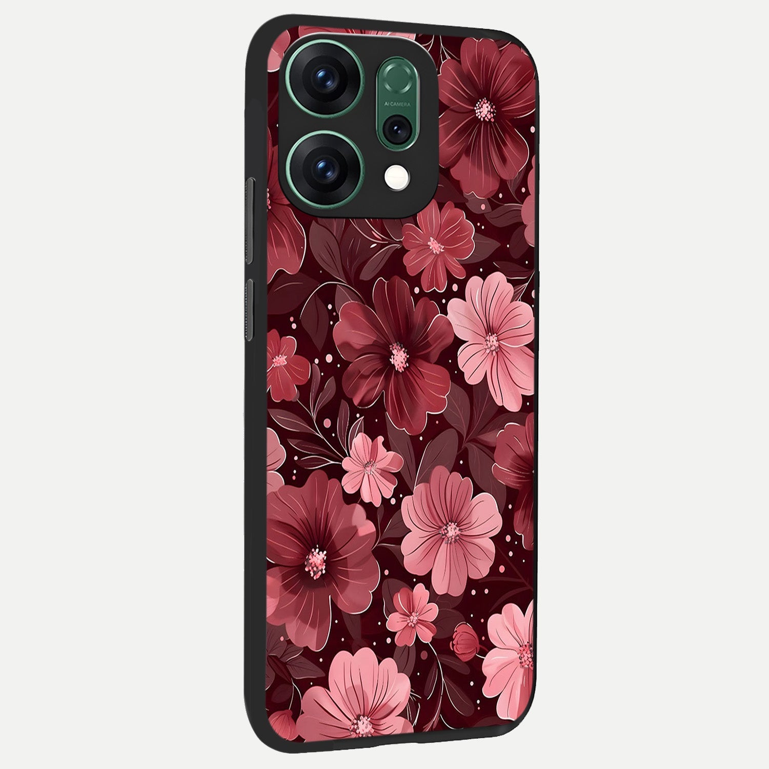  Flower Blush Bloom back cover For Oppo Reno 14 slim fit glass case with vibrant aesthetic design