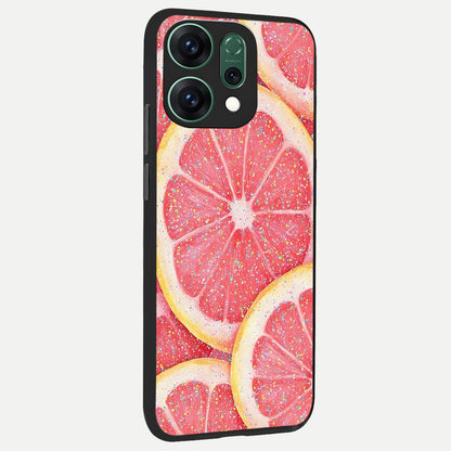  Glitter Grapefruit back cover For Oppo Reno 14 slim fit glass case with vibrant aesthetic design