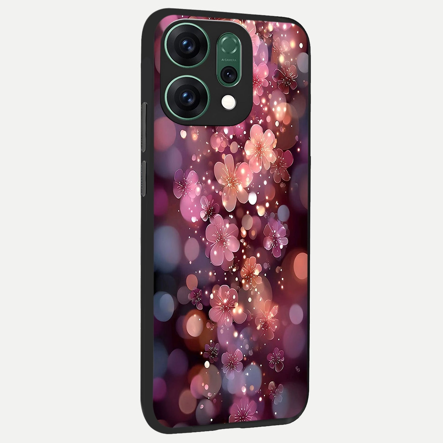  Glowing Petal Bliss back cover For Oppo Reno 14 slim fit glass case with vibrant aesthetic design