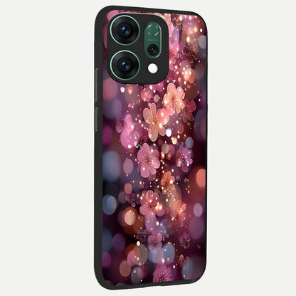  Glowing Petal Bliss back cover For Oppo Reno 14 slim fit glass case with vibrant aesthetic design