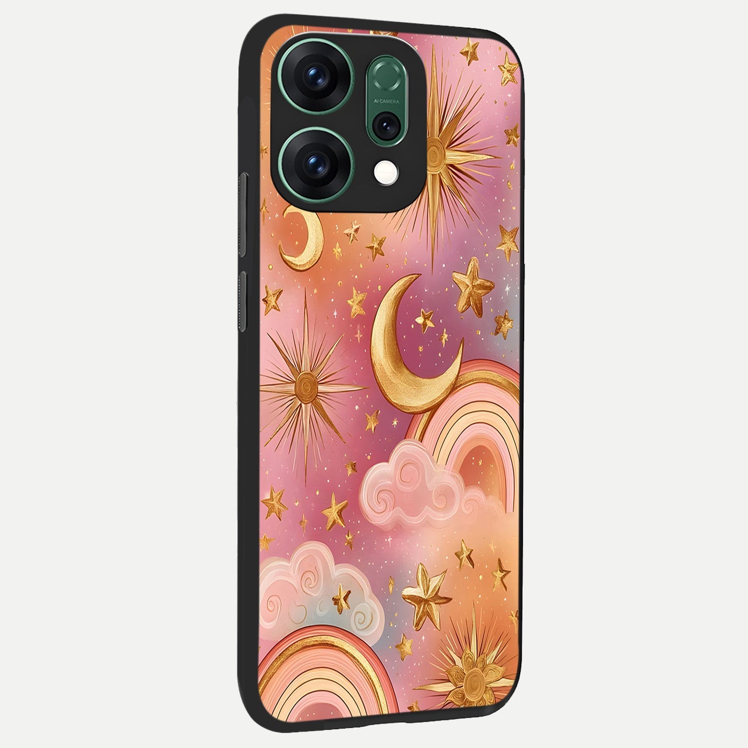  Golden Celestial Dreams back cover For Oppo Reno 14 slim fit glass case with vibrant aesthetic design