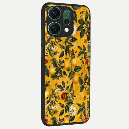  Golden Lemon Field back cover For Oppo Reno 14 slim fit glass case with vibrant aesthetic design