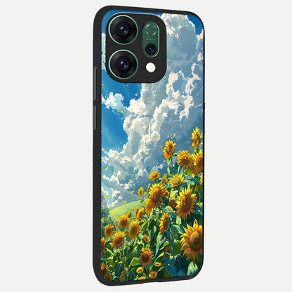  Golden Sun Glory back cover For Oppo Reno 14 slim fit glass case with vibrant aesthetic design