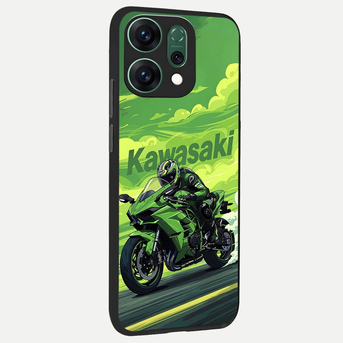  Greenery Sky back cover For Oppo Reno 14 slim fit glass case with vibrant aesthetic design