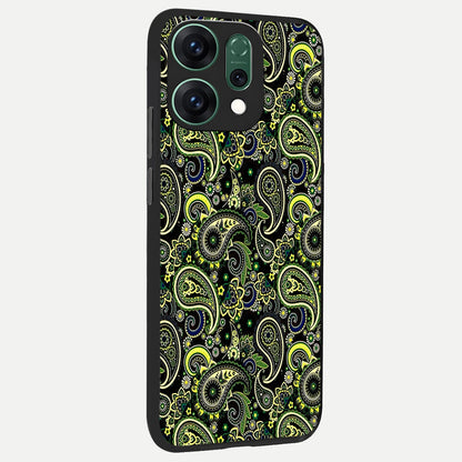  Green Lemon back cover For Oppo Reno 14 slim fit glass case with vibrant aesthetic design