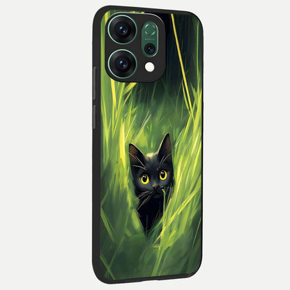  Hidden Cat Whisper back cover For Oppo Reno 14 slim fit glass case with vibrant aesthetic design