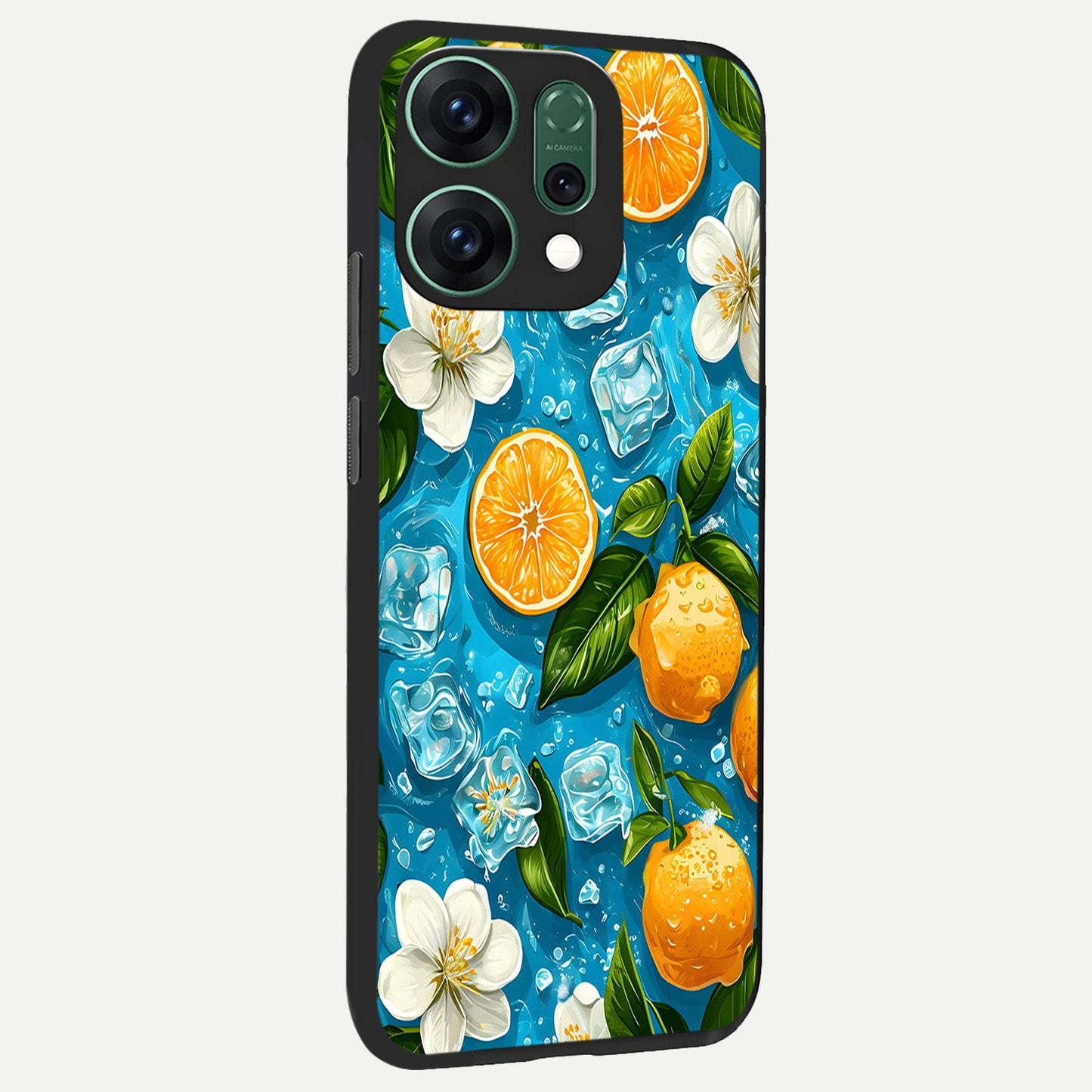  Ice Cube With Orange back cover For Oppo Reno 14 slim fit glass case with vibrant aesthetic design