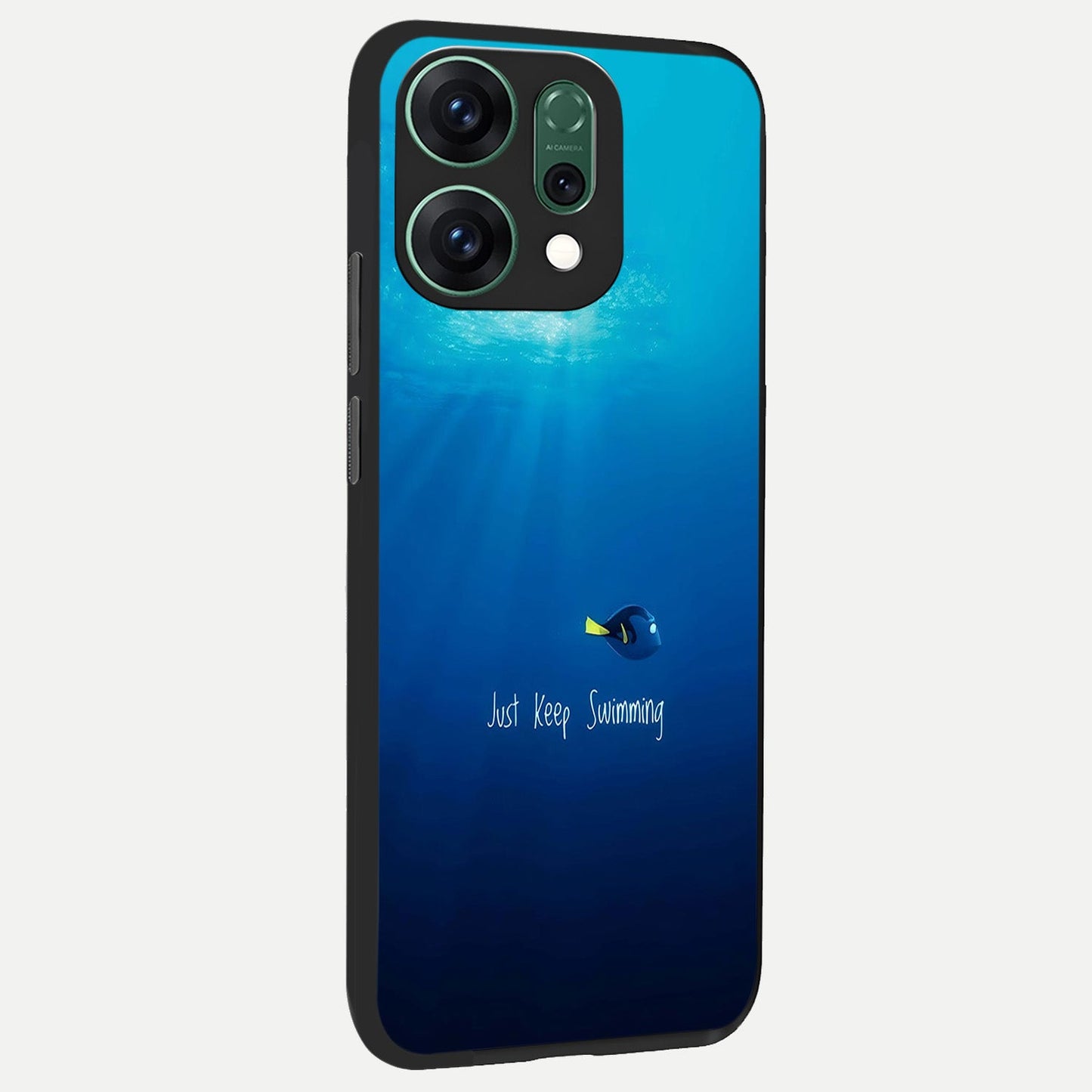  Just Keep Swimming back cover For Oppo Reno 14 slim fit glass case with vibrant aesthetic design