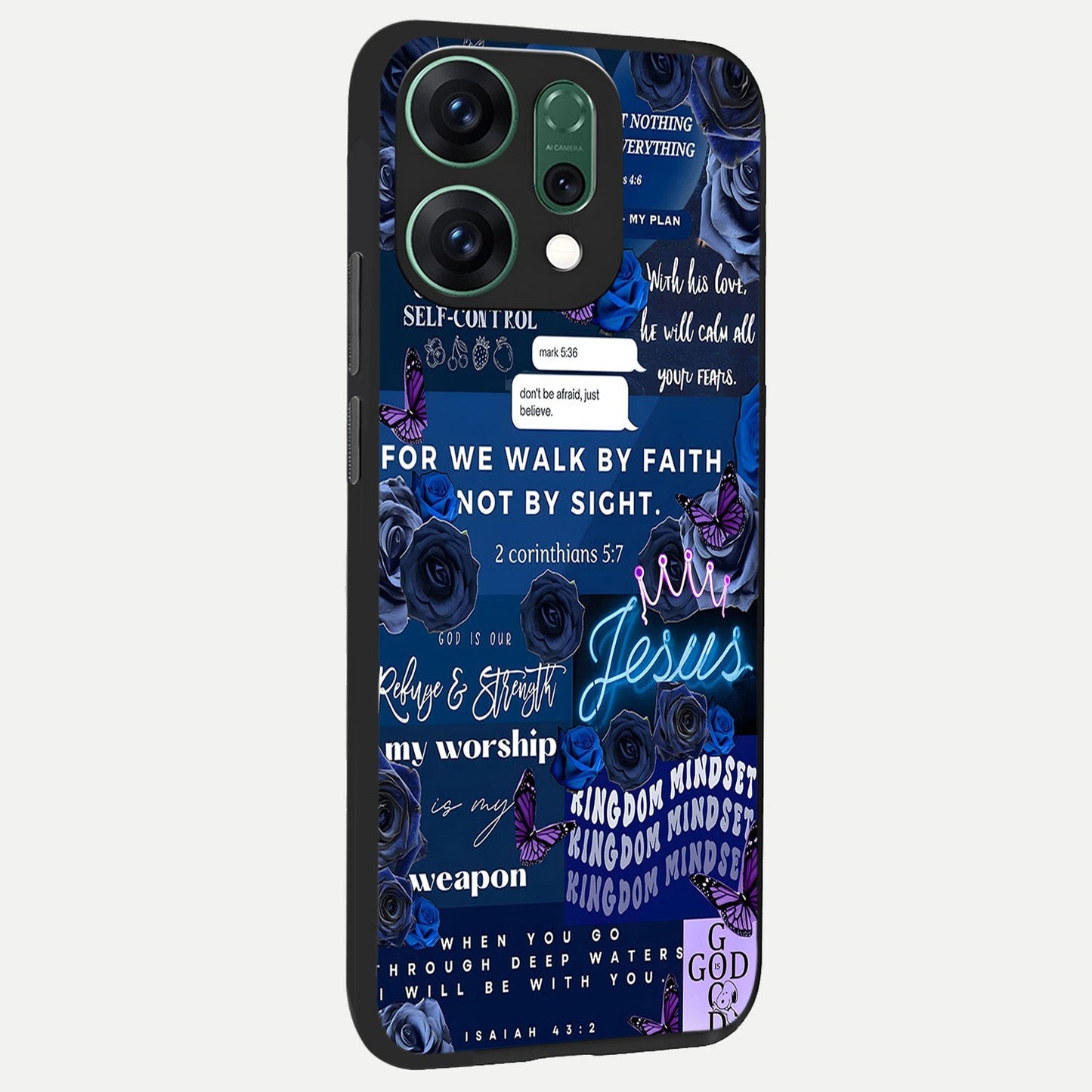  Kingdom Faith Glow back cover For Oppo Reno 14 slim fit glass case with vibrant aesthetic design
