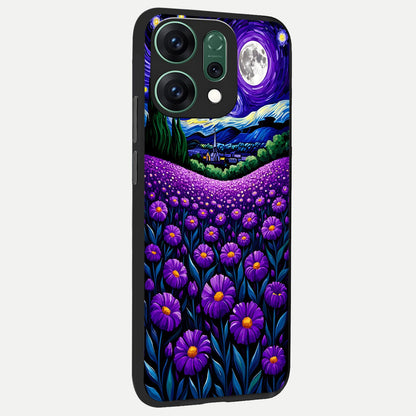  Lavender Moon Field back cover For Oppo Reno 14 slim fit glass case with vibrant aesthetic design