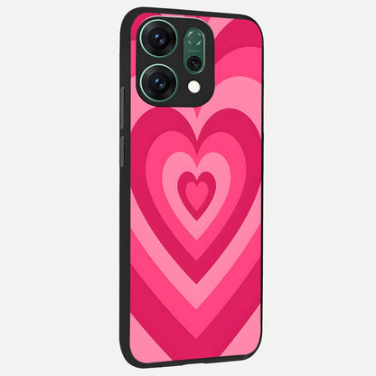  Layered Love Hearts back cover For Oppo Reno 14 slim fit glass case with vibrant aesthetic design