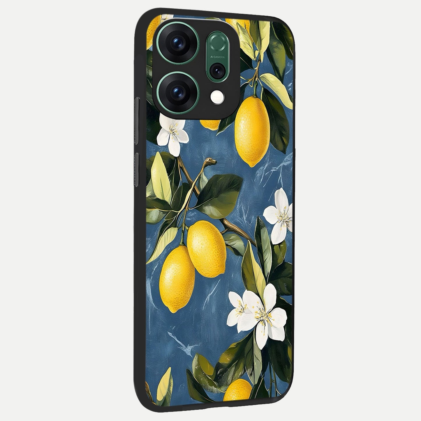  Lemon Dream Garden back cover For Oppo Reno 14 slim fit glass case with vibrant aesthetic design