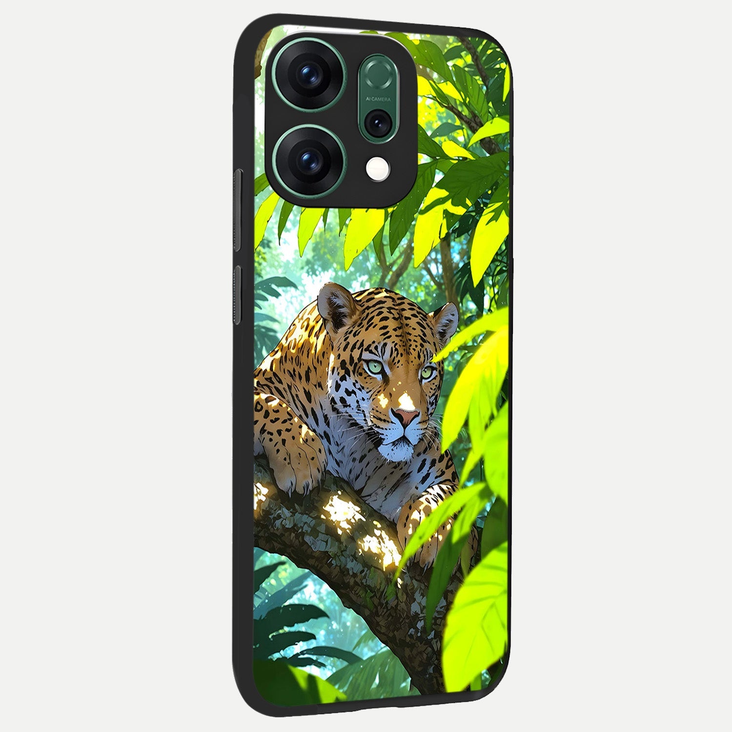  Leopard in Jungle back cover For Oppo Reno 14 slim fit glass case with vibrant aesthetic design