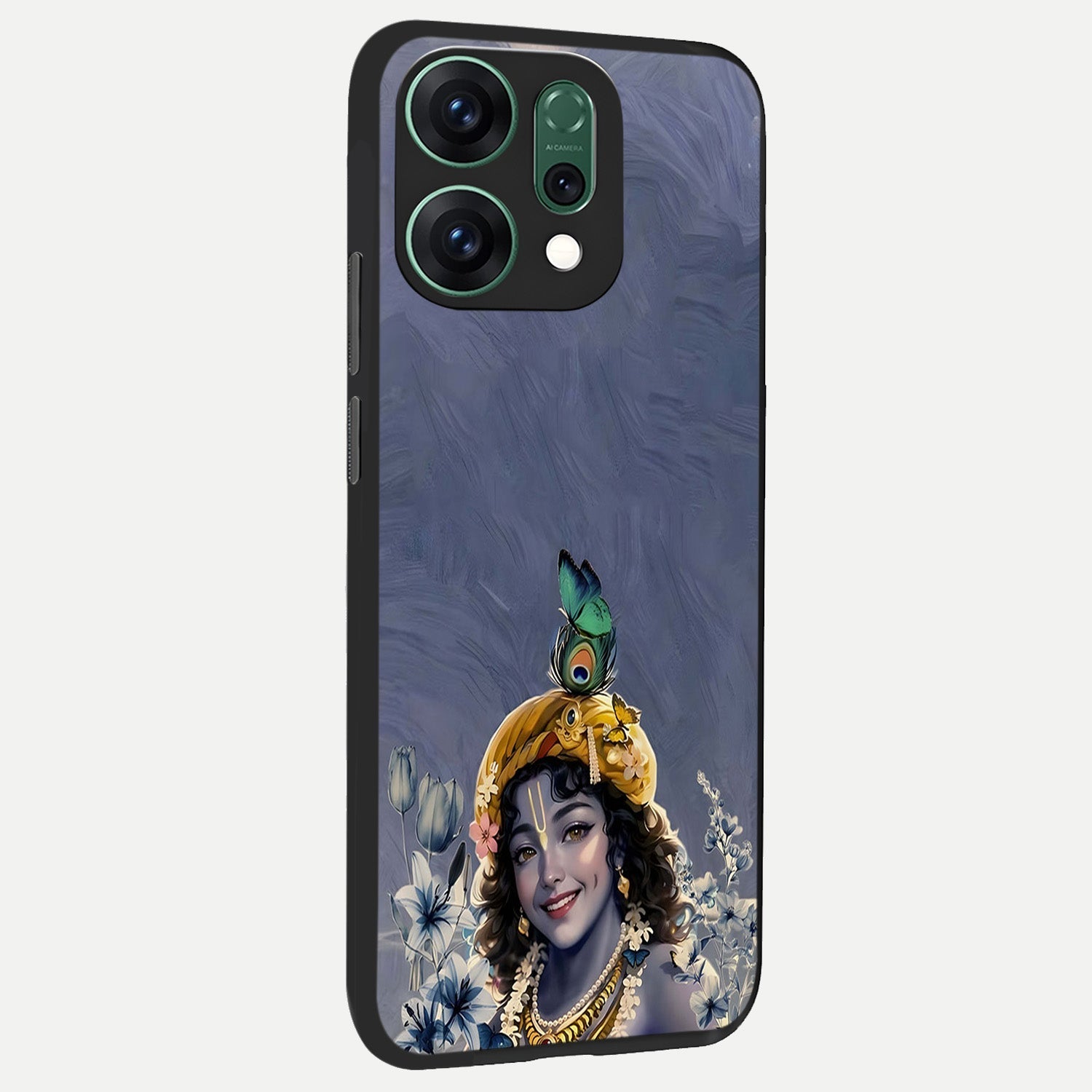  Lord Krishna back cover For Oppo Reno 14 slim fit glass case with vibrant aesthetic design