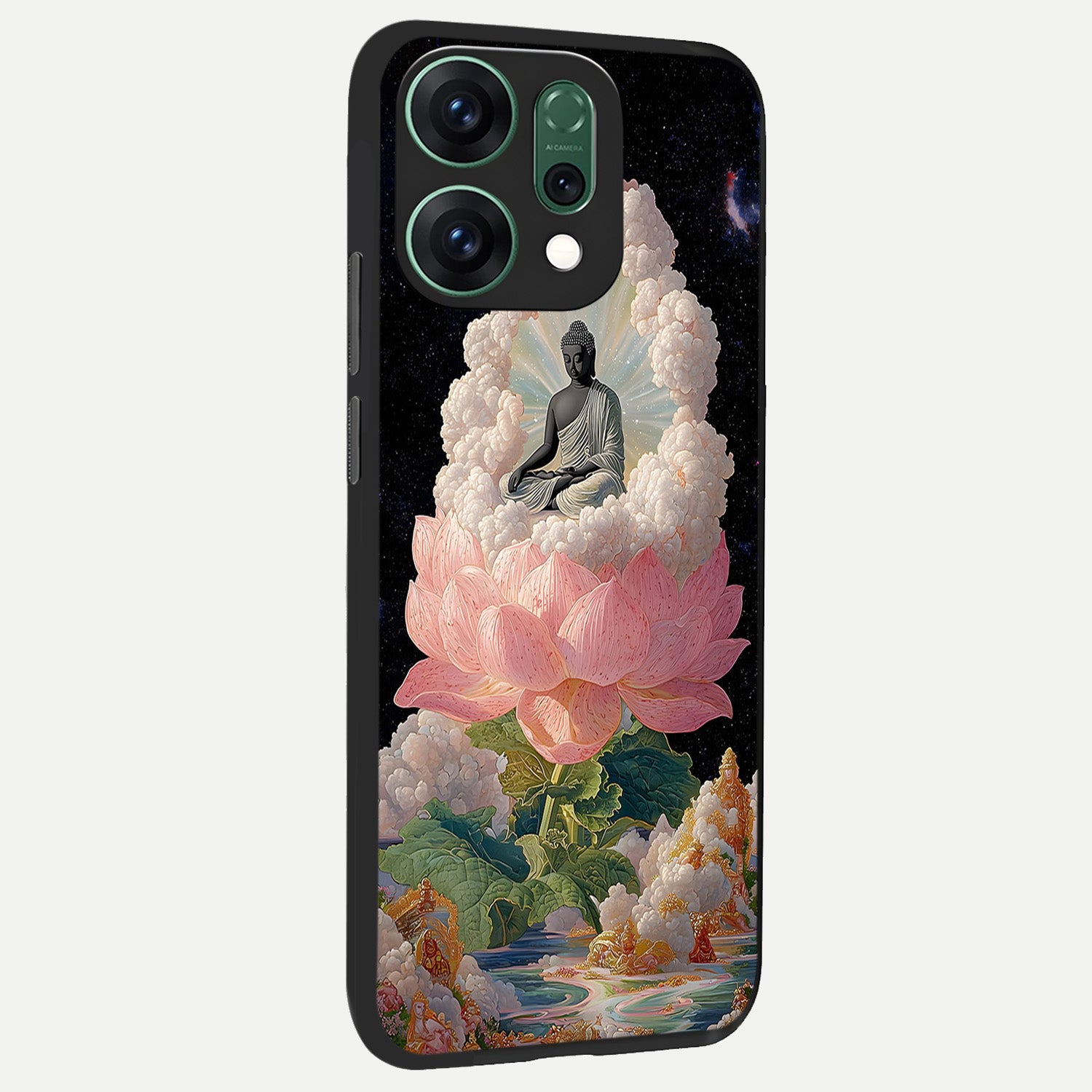  Lotus Divine Peace back cover For Oppo Reno 14 slim fit glass case with vibrant aesthetic design