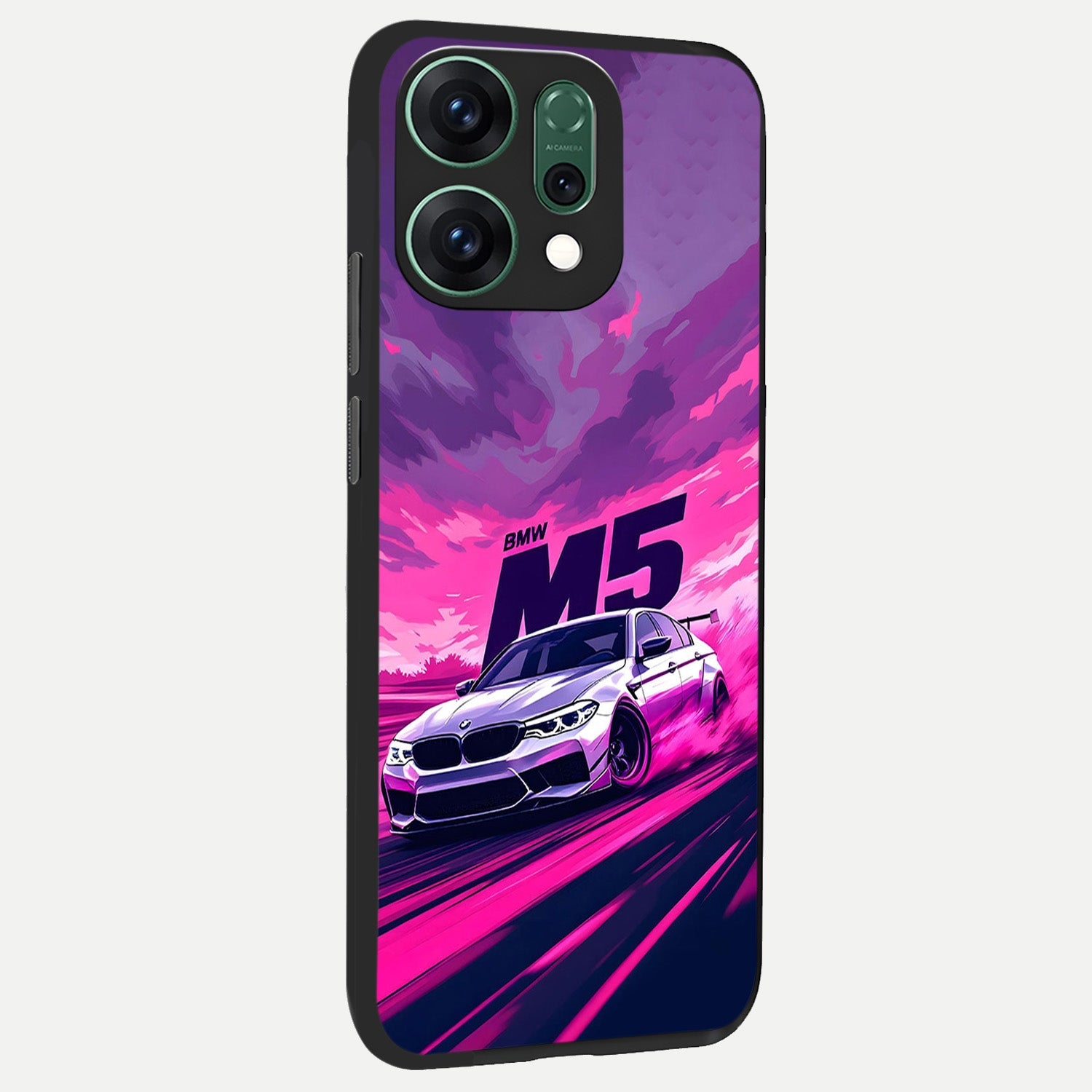  MS Neon Car back cover For Oppo Reno 14 slim fit glass case with vibrant aesthetic design