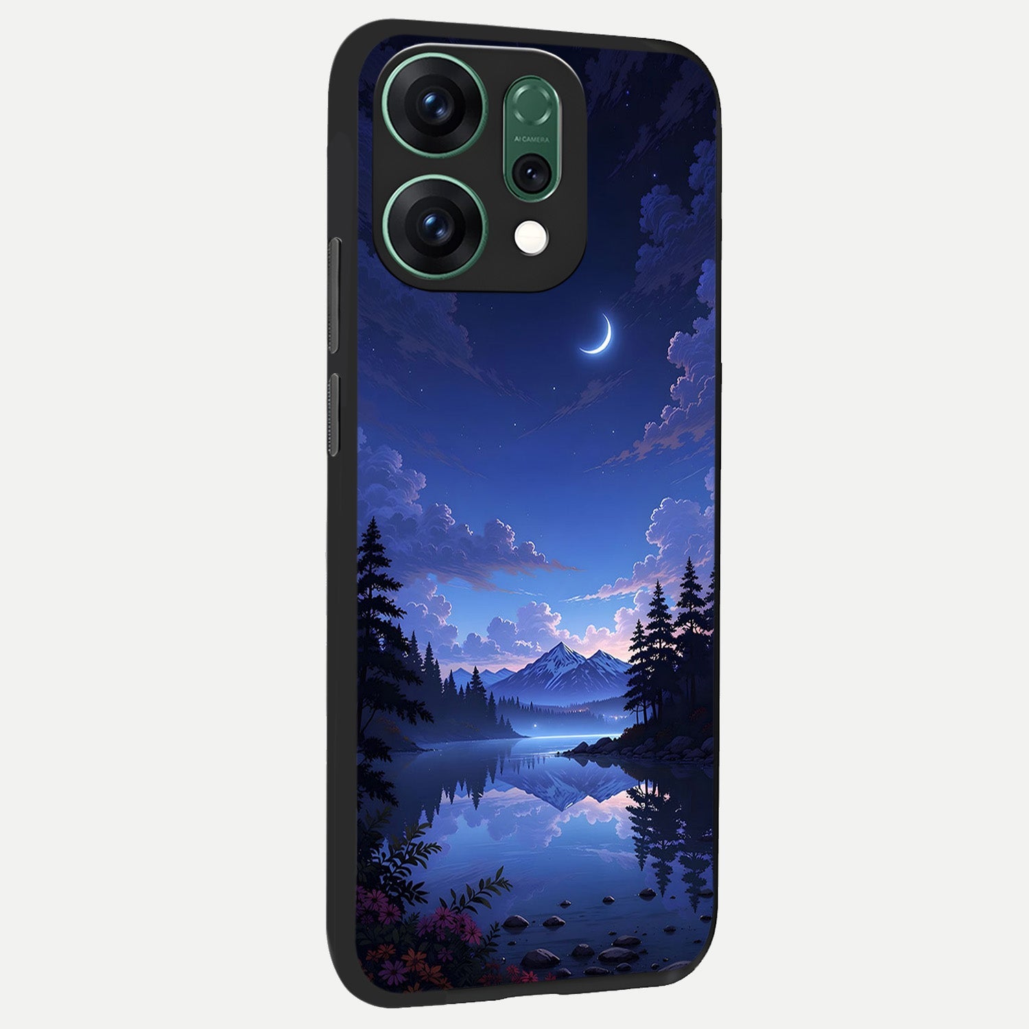  Midnight Lake Peace back cover For Oppo Reno 14 slim fit glass case with vibrant aesthetic design