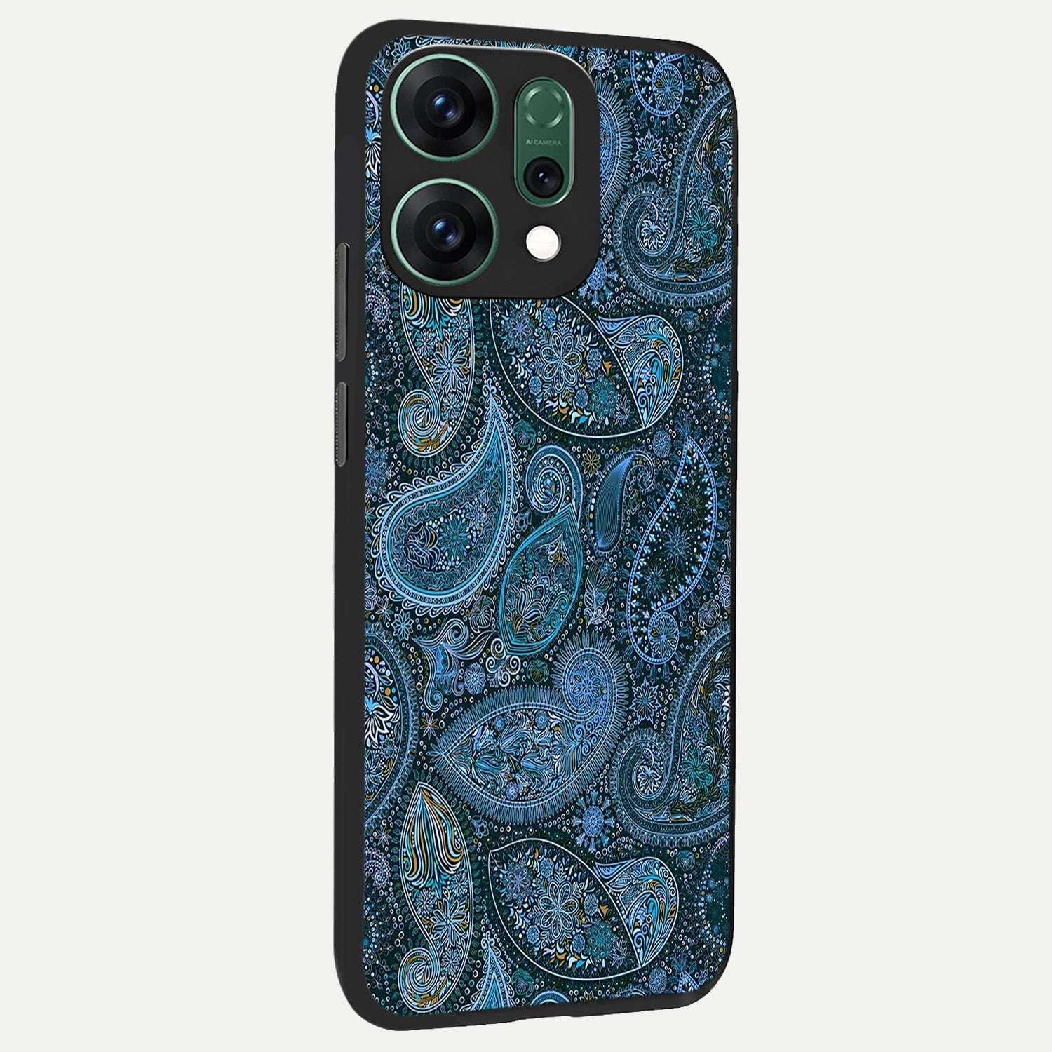  Midnight Paisley Glow back cover For Oppo Reno 14 slim fit glass case with vibrant aesthetic design