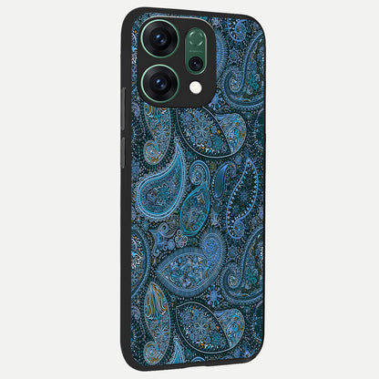  Midnight Paisley Glow back cover For Oppo Reno 14 slim fit glass case with vibrant aesthetic design
