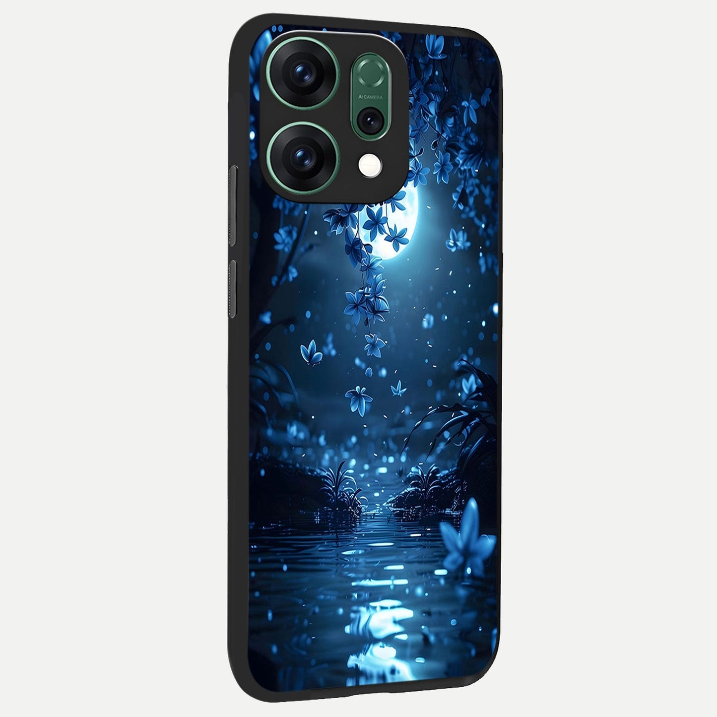  Moonlight Petal Dream back cover For Oppo Reno 14 slim fit glass case with vibrant aesthetic design