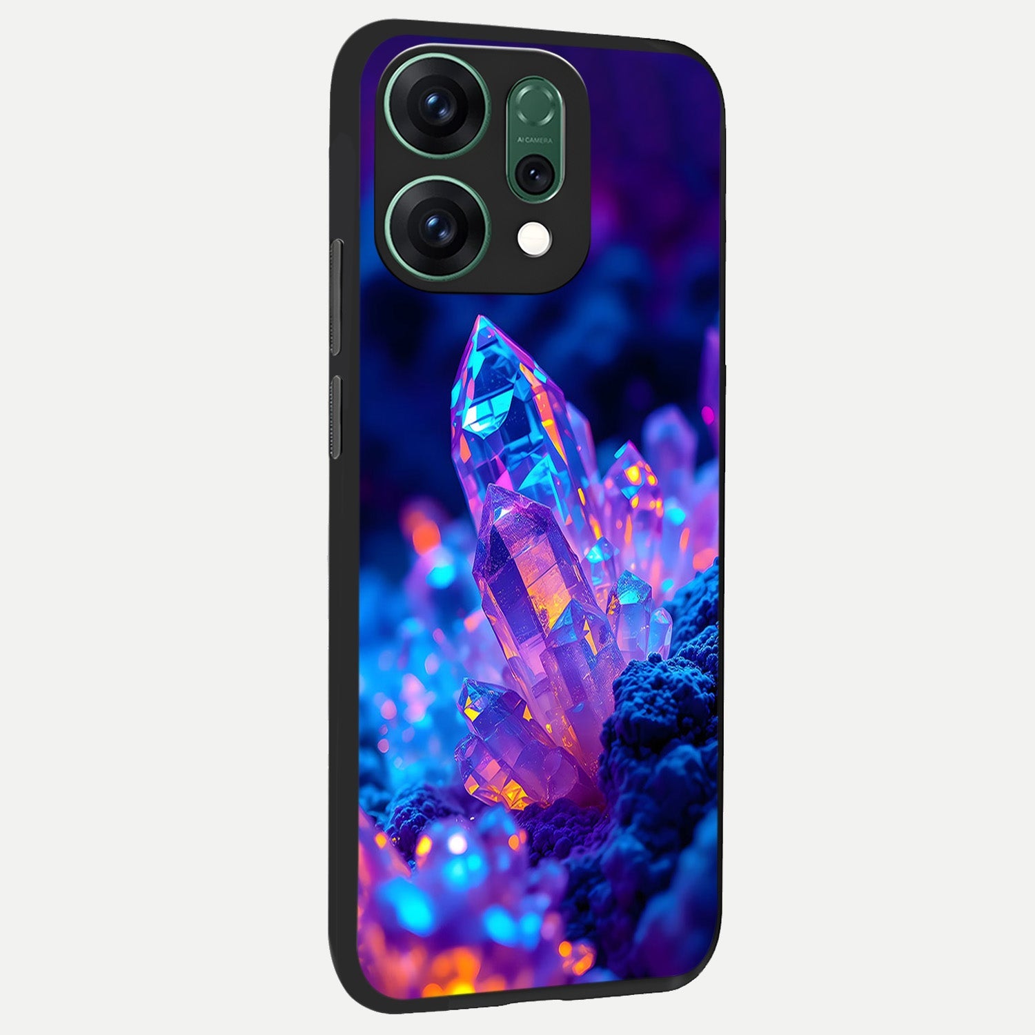  Neon Aura Shards back cover For Oppo Reno 14 slim fit glass case with vibrant aesthetic design