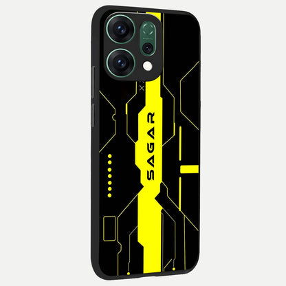  Neon CYBERPUNK Custom Name back cover For Oppo Reno 14 slim fit glass case with vibrant aesthetic design