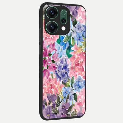  Pastel Floral Mix back cover For Oppo Reno 14 slim fit glass case with vibrant aesthetic design