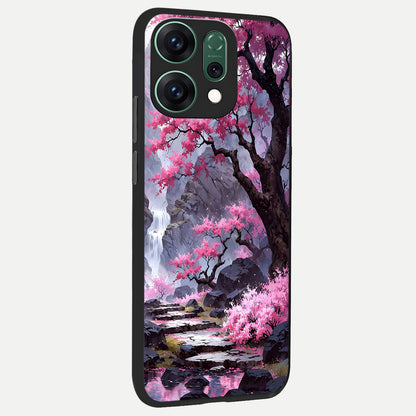  Pink Sunflower Glow back cover For Oppo Reno 14 slim fit glass case with vibrant aesthetic design