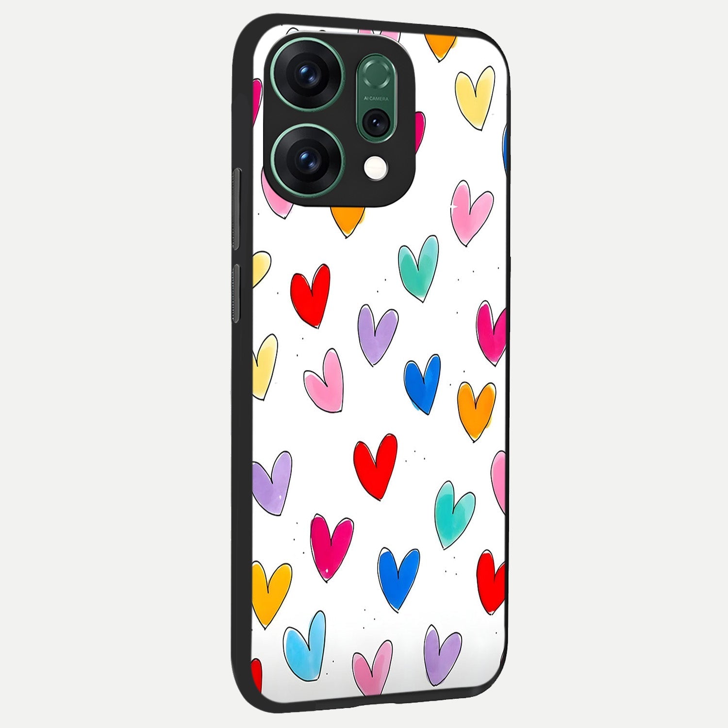  Playful Love Doodles back cover For Oppo Reno 14 slim fit glass case with vibrant aesthetic design