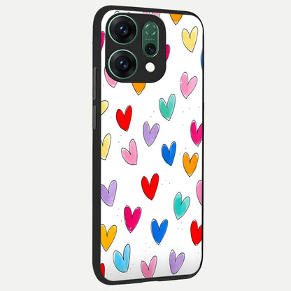  Playful Love Doodles back cover For Oppo Reno 14 slim fit glass case with vibrant aesthetic design