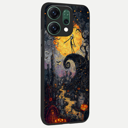  Pumpkin Moon Night back cover For Oppo Reno 14 slim fit glass case with vibrant aesthetic design