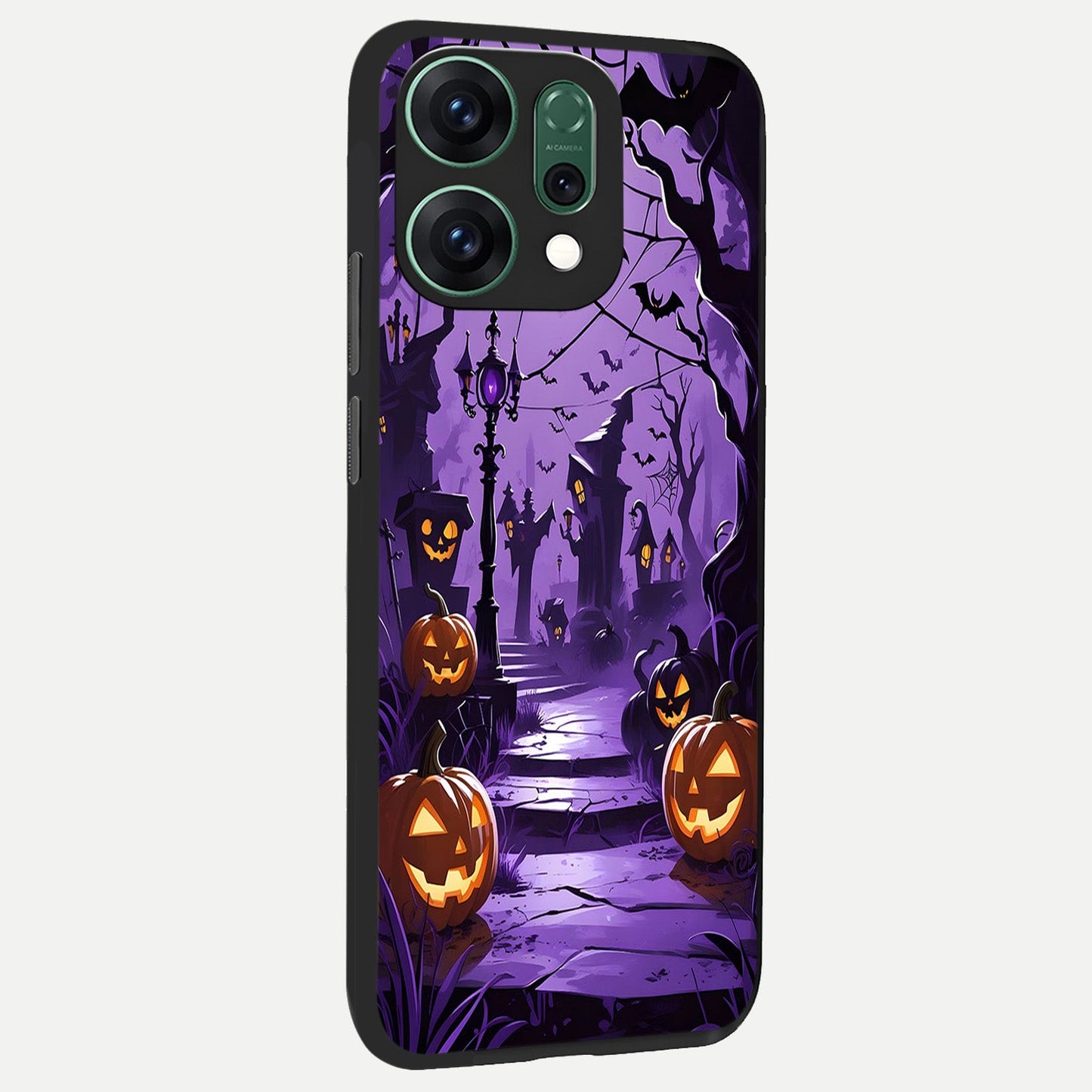  Pumpkin Patch Halloween back cover For Oppo Reno 14 slim fit glass case with vibrant aesthetic design