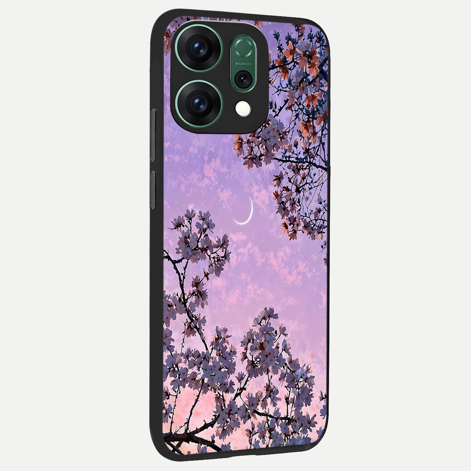  Purple Serenity Moon back cover For Oppo Reno 14 slim fit glass case with vibrant aesthetic design