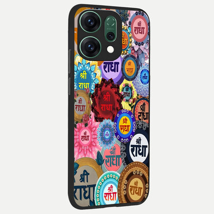  Radha Divine Bloom back cover For Oppo Reno 14 slim fit glass case with vibrant aesthetic design