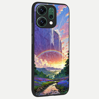  Rainbow Valley Dream back cover For Oppo Reno 14 slim fit glass case with vibrant aesthetic design